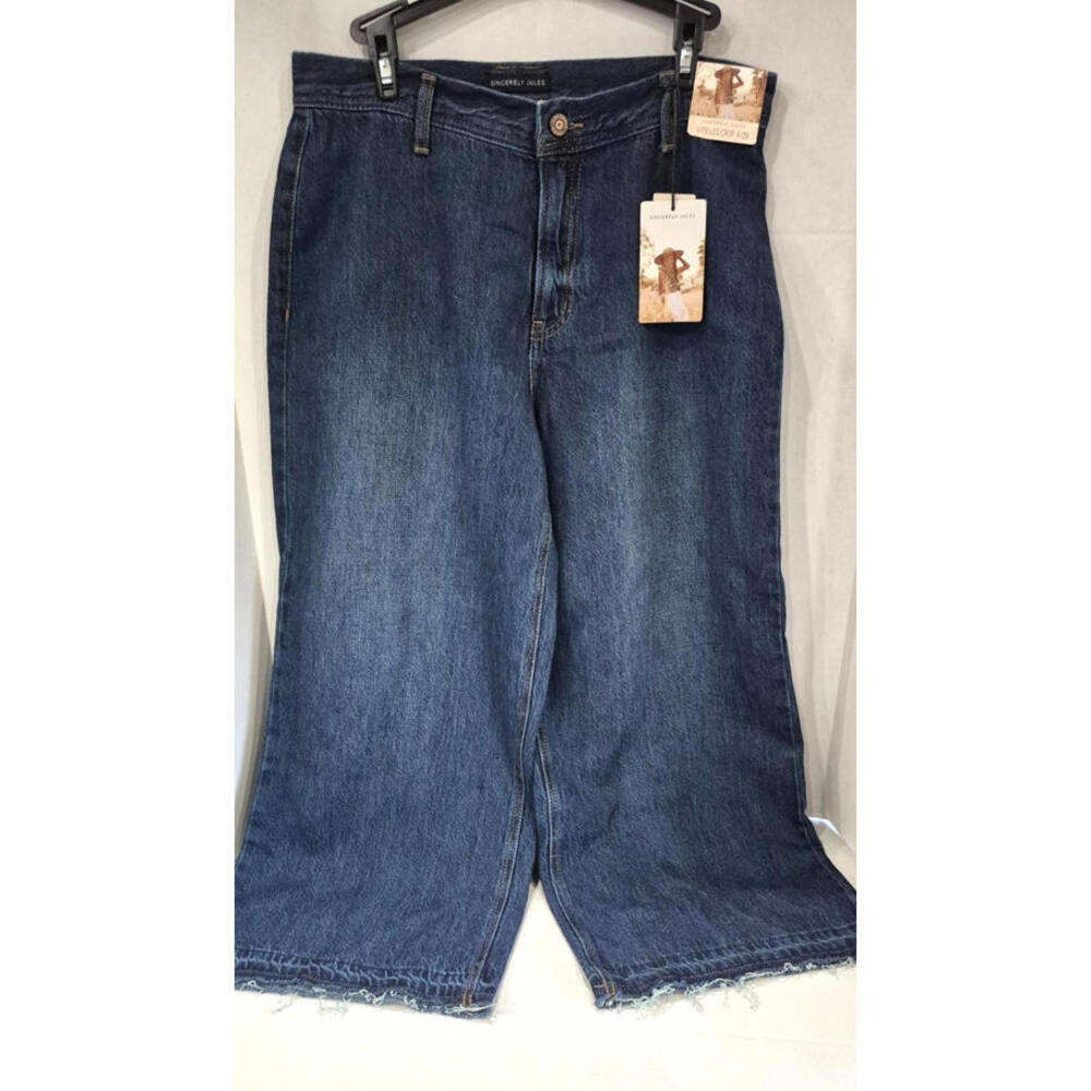 NEW! Sincerely Jules Jeans~  Wide Leg Crop Pants w/ Raw Hem ~ Women's Size 9/29